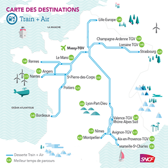 Carte des destinations SNCF