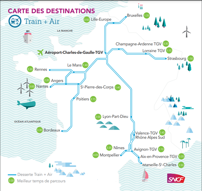 Carte des destinations SNCF
